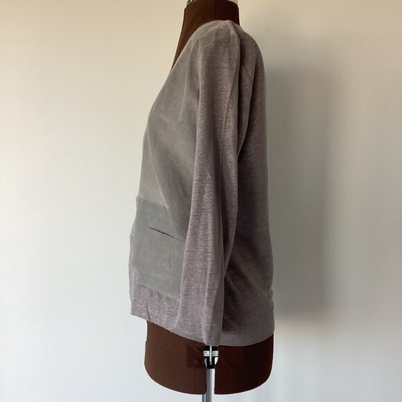 Suede Front and Cotton Knit Cardigan - Picture 4 of 6